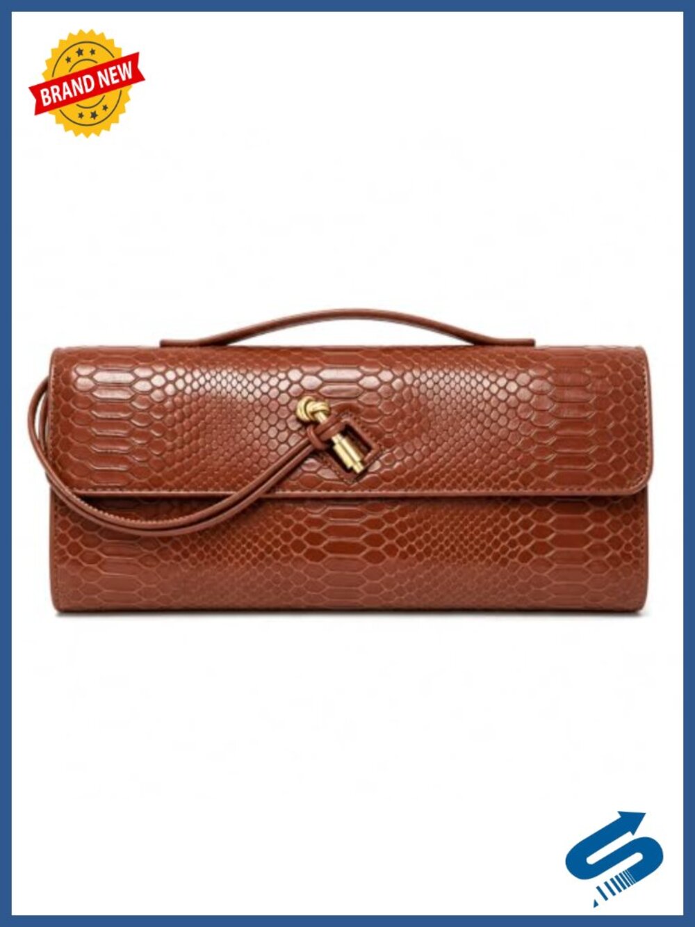Woven Faux Leather Clutch Crossbody Evening Bag Zipper Closure